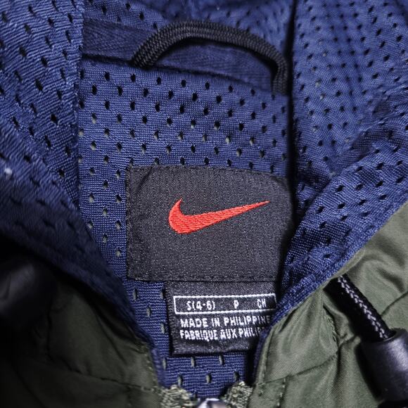 Vintage Nike Jacket Women's Small Full Zip Hooded Windbreaker Swoosh 90's Green - Picture 5 of 10